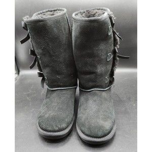 Kookaburra By Ugg Victoria Tall Black  Boots With Side Bows #1020171 Size 4